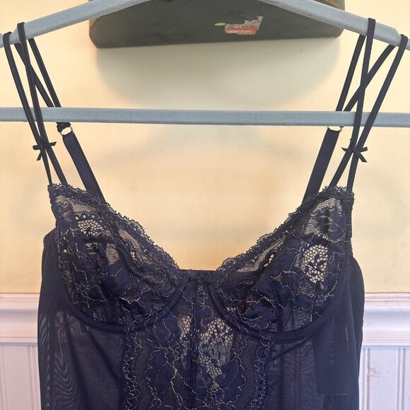 Blush Small NWT Navy Blue Lace Gold Hardware Cami Lingerie Bustier Corset - Picture 5 of 8